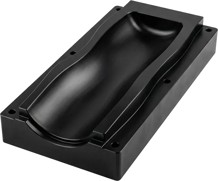 Yüksek ısıya ve basınca dayanıklı, karbon fiber üretimi için CNC ile işlenmiş siyah epoksi kalıp bloğu.